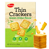 Vloong Thin Crackers Green Onion Flavor, Individually Wrapped Perfect for On-the-go Snacking, 6.3 oz/Box