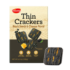 Vloong Black Seeds & Cheese Thin Crackers 8 Different Seed Mix – 20 Individually Wrapped Savory Packs (Box)