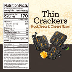 Vloong Black Seeds & Cheese Thin Crackers 8 Different Seed Mix – 20 Individually Wrapped Savory Packs (Box)