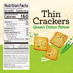 Vloong Thin Crackers Green Onion Flavor, Individually Wrapped Perfect for On-the-go Snacking, 6.3 oz/Box